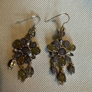 Elegant Gold and Grey Floral Earrings